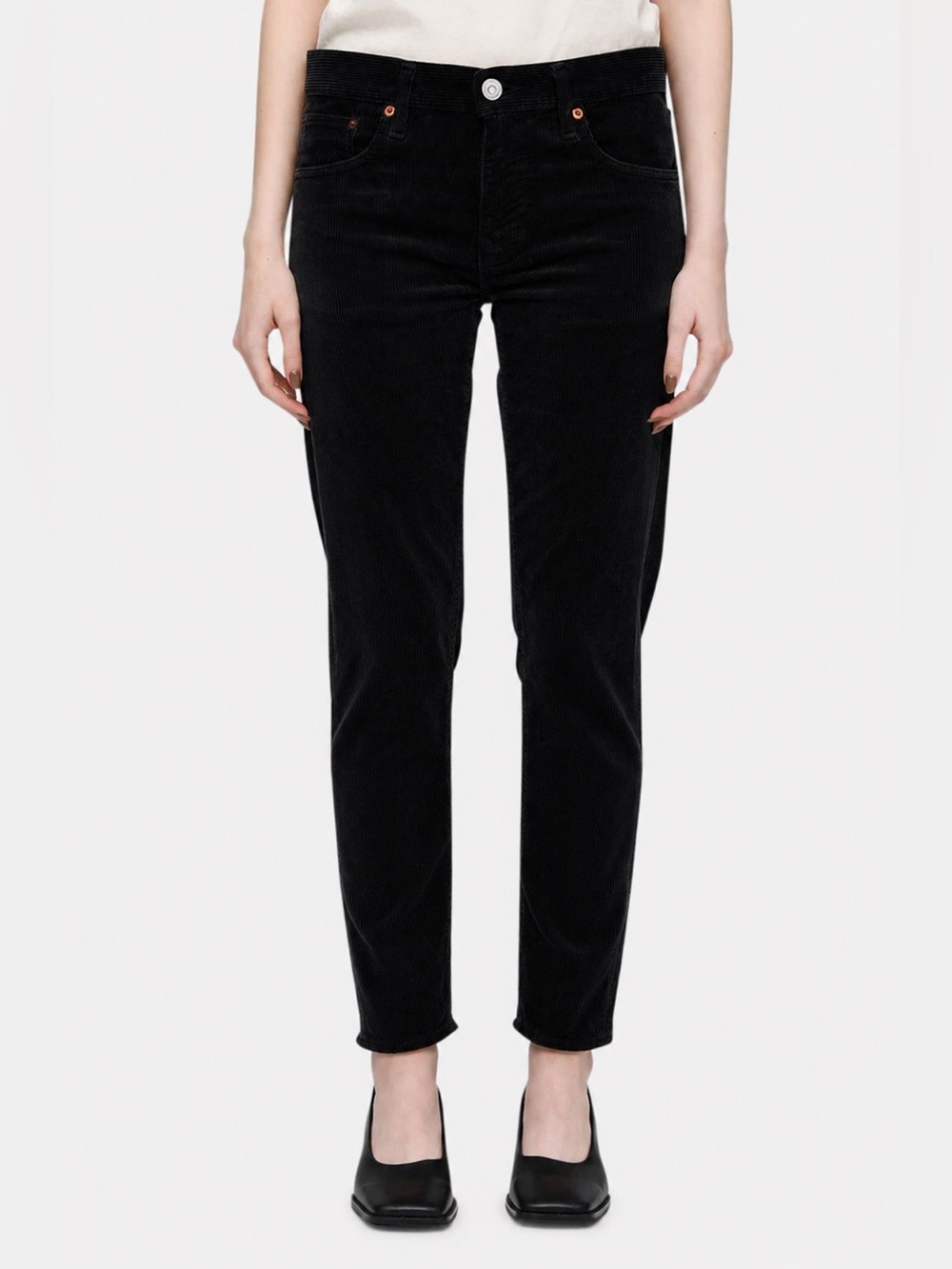 New Moussy Vintage‎ Ailey Black Corduroy Jean Size 26 Designer Minimalist Casual
